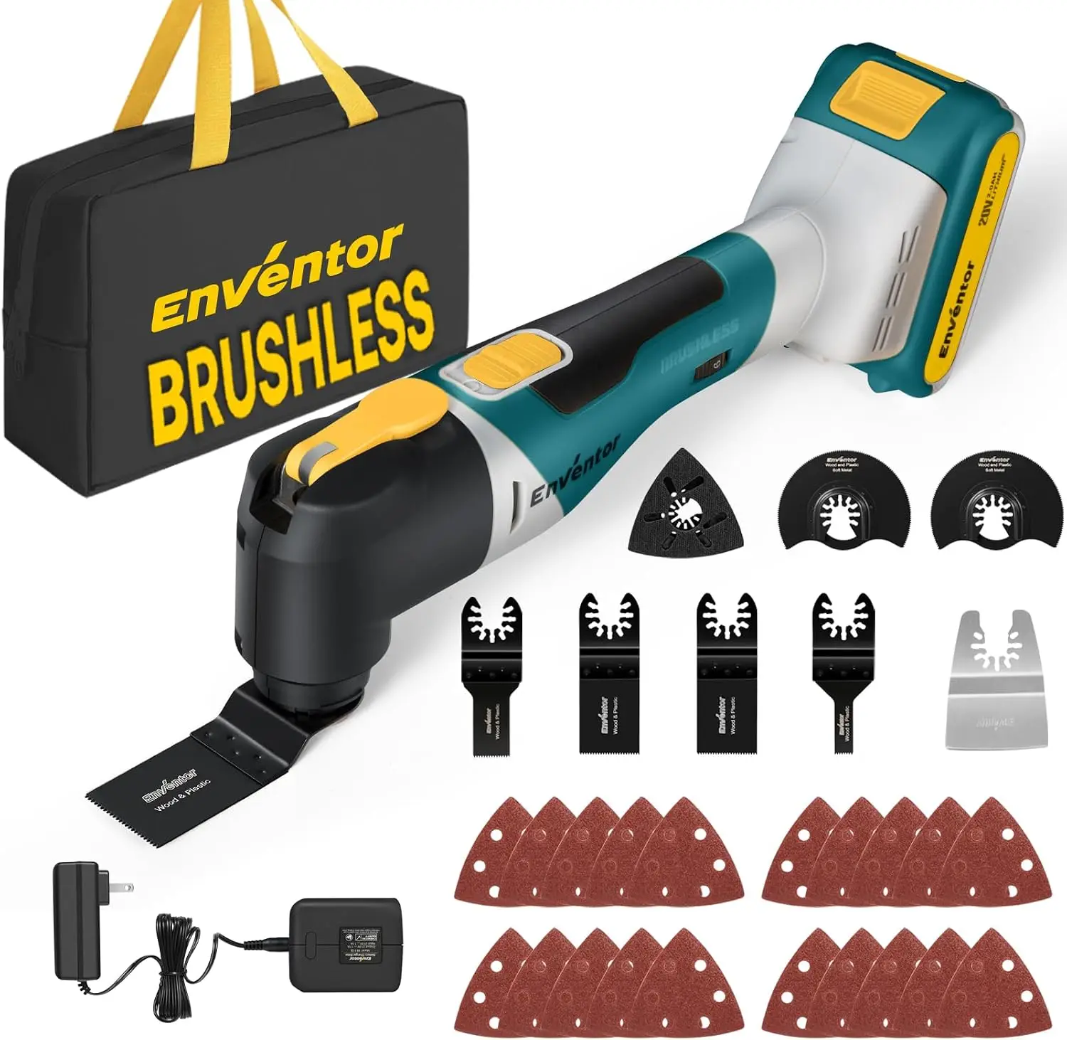 20V Cordless Oscillating Multi Tool, Brushless Saw with 28PCS Accessories, Fast Charger, 6 Speeds, 4° Oscillation Angle
20V Cordless Oscillating Multi Tool, Brushless Saw with 28PCS Accessories, Fast Charger, 6 Speeds, 4° Oscillation Angle