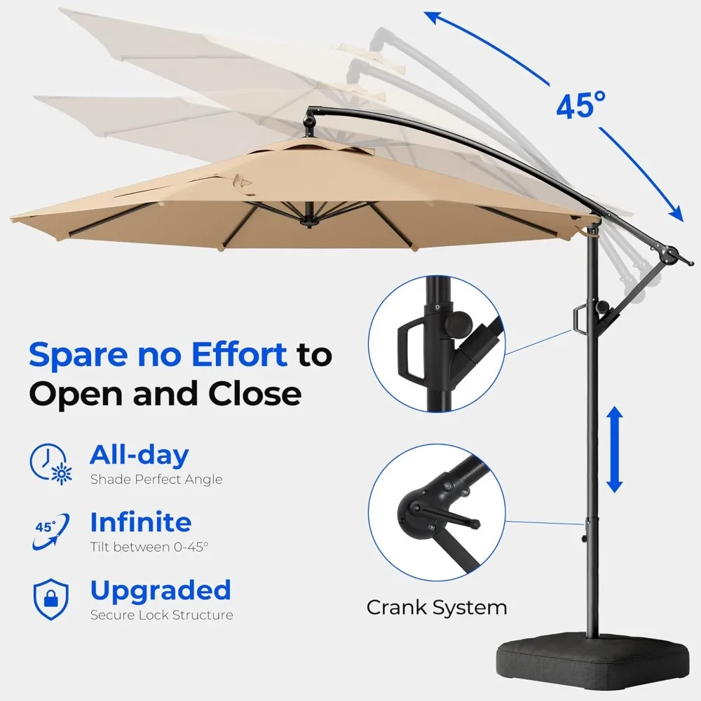 10ft Offset Patio Umbrella with Base Included, Cantilever Offset Hanging Patio Outdoor Market Umbrella UPF50+ UV, Customized
10ft Offset Patio Umbrella with Base Included, Cantilever Offset Hanging Patio Outdoor Market Umbrella UPF50+ UV, Customized