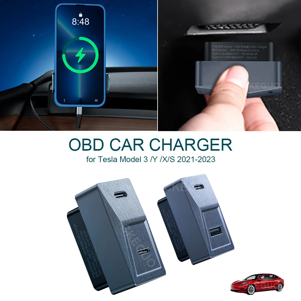 For Tesla Model 3 Model Y 2023 OBD Plug Fast Charger USB And Type-C Dual Port 48W Conversion Kit Car Accessories 2021-2023
For Tesla Model 3 Model Y 2023 OBD Plug Fast Charger USB And Type-C Dual Port 48W Conversion Kit Car Accessories 2021-2023