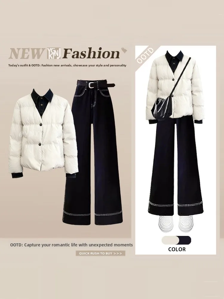 Sli Winter Cotton Jaet And High Waist Jeans Set Color Blo Bread Design Two Piece Women's Faion Casual Outfit
Sli Winter Cotton Jaet And High Waist Jeans Set Color Blo Bread Design Two Piece Women's Faion Casual Outfit