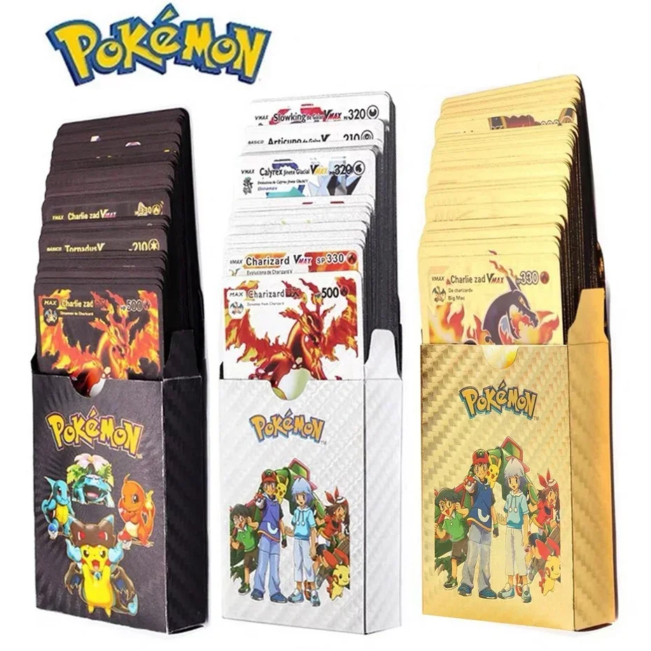 55 шт., карты Pokemon Gold Foil, карты VMAX GX, английские, испанские, немецкие, Пикачу, Чаризард, цветные карты с покемонами, подарок
55 шт., карты Pokemon Gold Foil, карты VMAX GX, английские, испанские, немецкие, Пикачу, Чаризард, цветные карты с покемонами, подарок