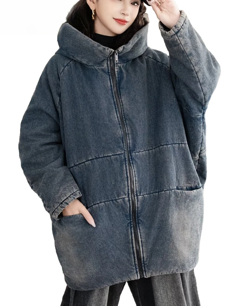 Winter Fashion Women Padded Hooded Denim Jeacket Vintage Oversized Casual Coats Ladies Loose Warm Thicken Luxury Parkas
Winter Fashion Women Padded Hooded Denim Jeacket Vintage Oversized Casual Coats Ladies Loose Warm Thicken Luxury Parkas