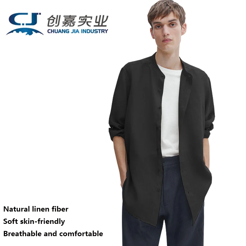 High-end Pure Linen Men Long-sleeved Shirt Navy Blue Standing Collar Elegant Shirt Loose Comfortable Business Casual Breathable
High-end Pure Linen Men Long-sleeved Shirt Navy Blue Standing Collar Elegant Shirt Loose Comfortable Business Casual Breathable
