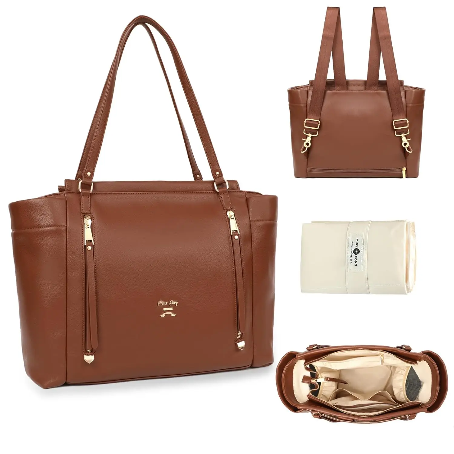 Large Leather Diaper Bag Backpack Tote, 12 Pockets Travel Mommy Hospital Bag with Changing Pad for Mom & Dad - Brown
Large Leather Diaper Bag Backpack Tote, 12 Pockets Travel Mommy Hospital Bag with Changing Pad for Mom & Dad - Brown