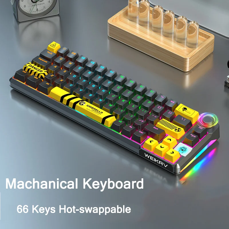 66 Keys Mini Gaming Mechanical Keyboard Portable Hot Swappable RGB Keyboard Backlit Detachable Wired Keyboard For PC Computer
66 Keys Mini Gaming Mechanical Keyboard Portable Hot Swappable RGB Keyboard Backlit Detachable Wired Keyboard For PC Computer