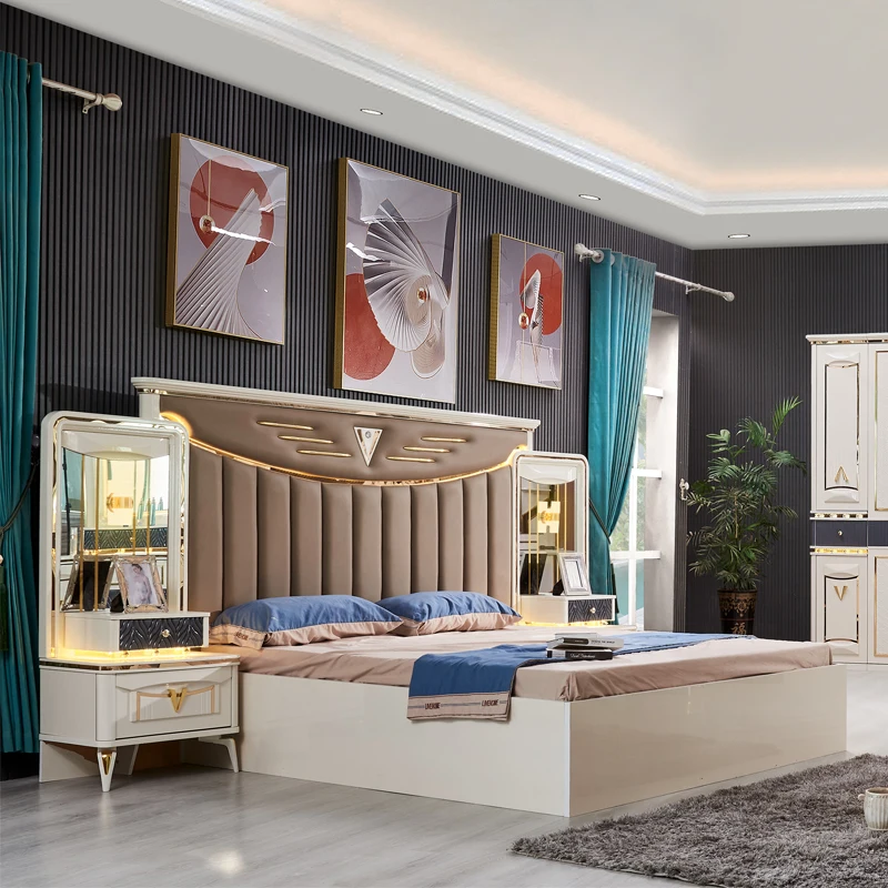 &Comfortable Luxury Home Solid Wood Full Set Mdf Villa Bedroom Furniture Wooden King Size Leather Double Bed
&Comfortable Luxury Home Solid Wood Full Set Mdf Villa Bedroom Furniture Wooden King Size Leather Double Bed