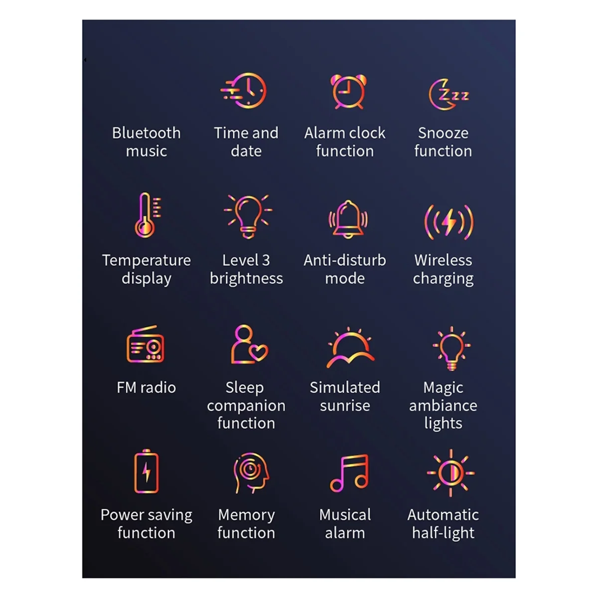 A26P 3 in 1 Multi-Function Night Light with Wireless Charging Bluetooth Speaker Smart Alarm Clock Atmosphere Light(B)EU Plug
A26P 3 in 1 Multi-Function Night Light with Wireless Charging Bluetooth Speaker Smart Alarm Clock Atmosphere Light(B)EU Plug
