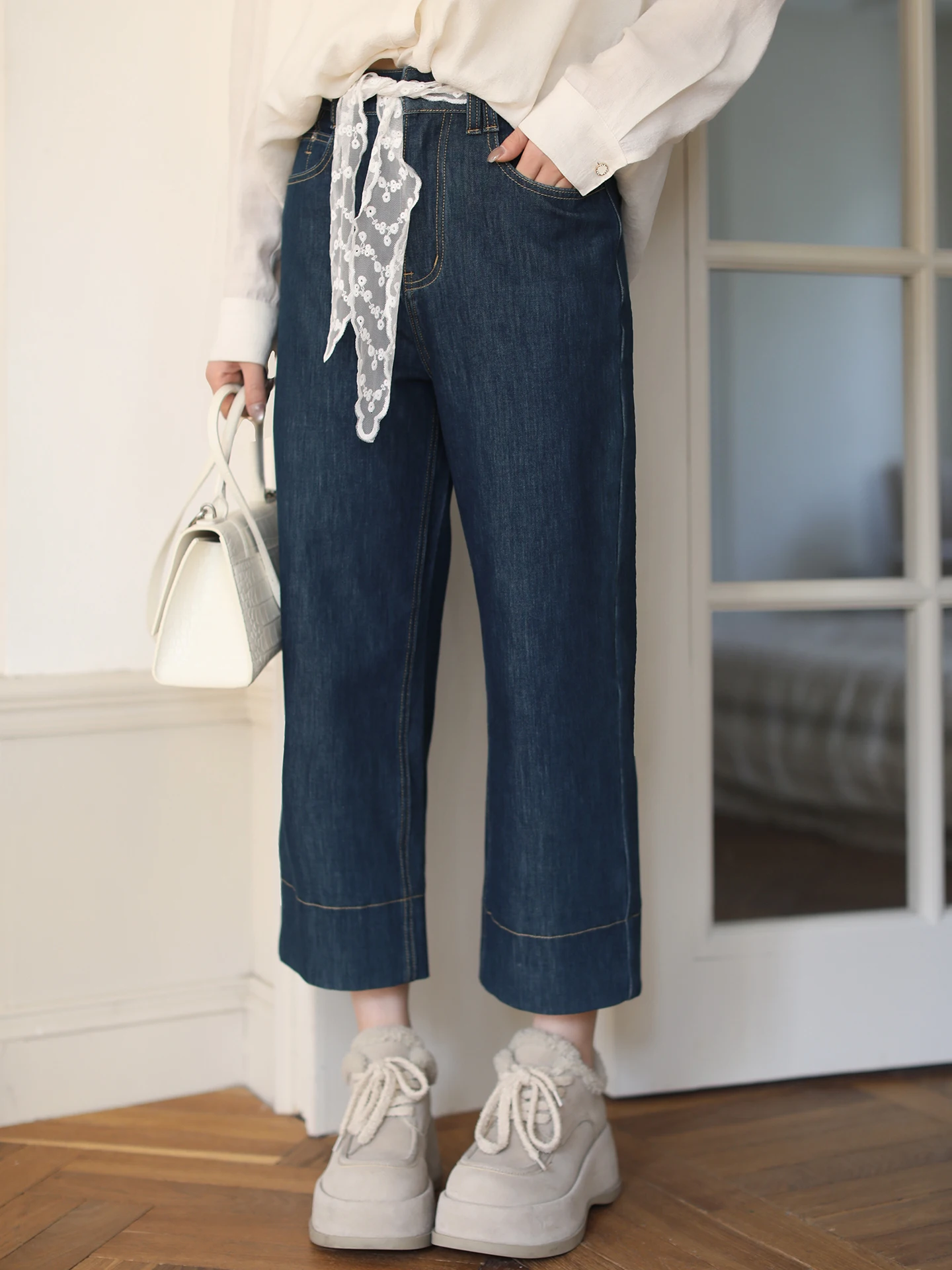 Джинсы с высокой талией и прямым кроем, с кружевной отделкой, эластичные, утягивающие, весна-лето, новые, Sle Mehomeyang, широкие брюки
Джинсы с высокой талией и прямым кроем, с кружевной отделкой, эластичные, утягивающие, весна-лето, новые, Sle Mehomeyang, широкие брюки