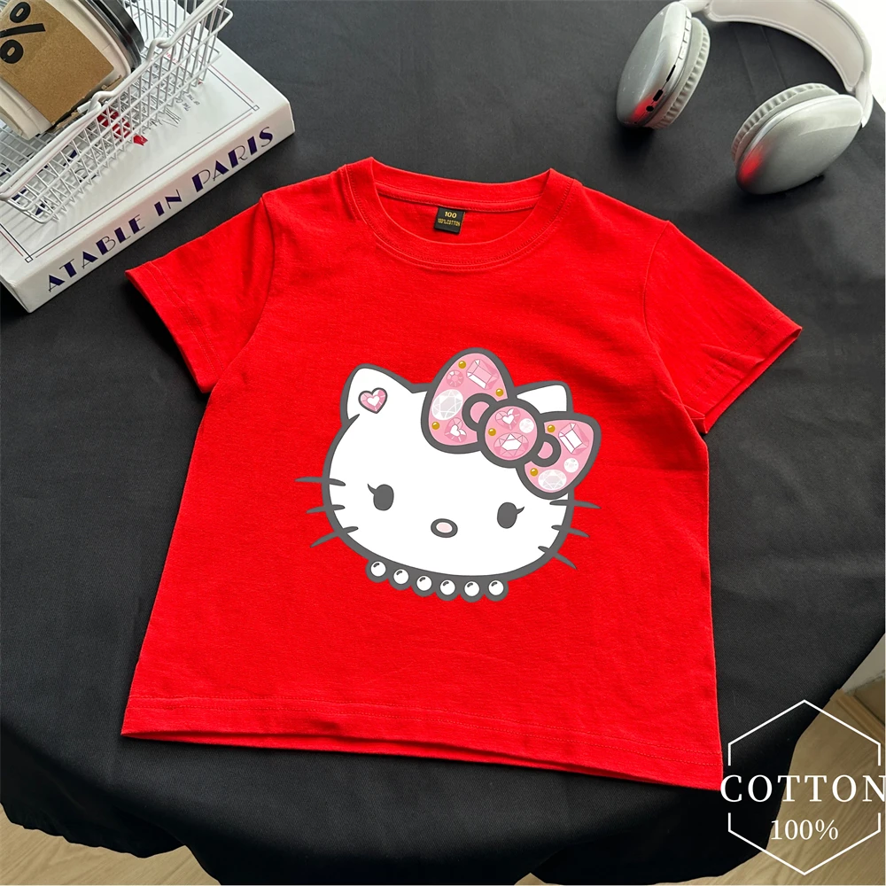 Футболка из чистого хлопка «Hello Kitty», детская футболка на день рождения с принтом Kawaii Kuromi, одежда для мальчиков с героями мультфильмов, топы для девочек, детская футболка, одежда
Футболка из чистого хлопка «Hello Kitty», детская футболка на день рождения с принтом Kawaii Kuromi, одежда для мальчиков с героями мультфильмов, топы для девочек, детская футболка, одежда