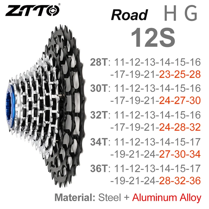 ZTTO Road Bike HG Cassette Ultralight 11s 12s 11-28/30/32/34/36T Black-silver Sprocket 112g~146g 11/12Speed Gravel K7
ZTTO Road Bike HG Cassette Ultralight 11s 12s 11-28/30/32/34/36T Black-silver Sprocket 112g~146g 11/12Speed Gravel K7