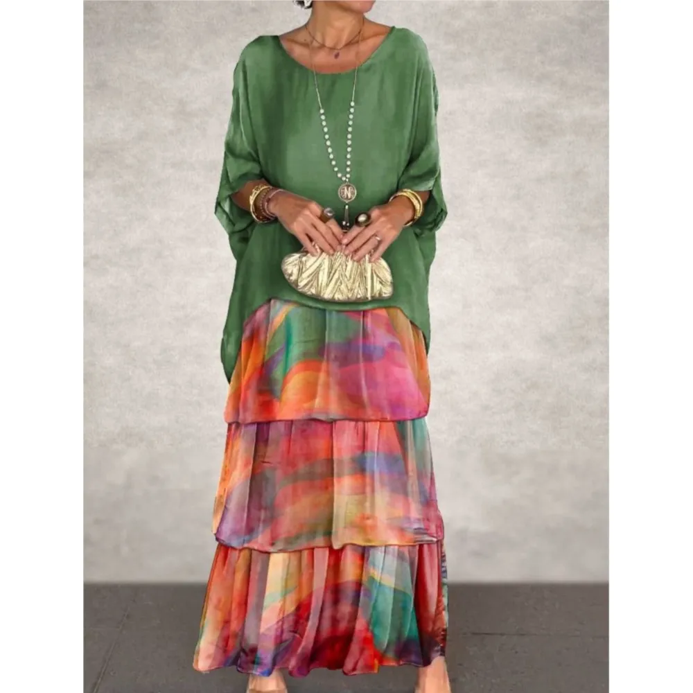 Fashion New Chiffon Printing Mesh Bat Sleeve O Neck Long Women's Dresses Summer Casual Loose Elegant Female Holiday Beach Dress
Fashion New Chiffon Printing Mesh Bat Sleeve O Neck Long Women's Dresses Summer Casual Loose Elegant Female Holiday Beach Dress