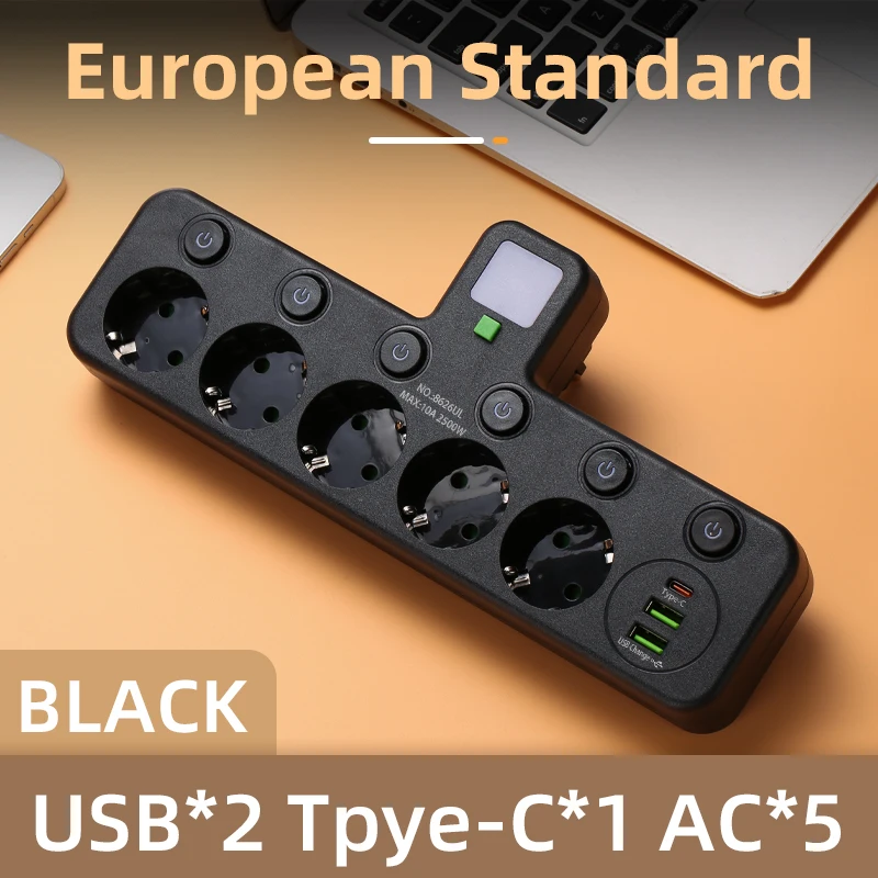 EU Plug Socket 4 Sockets Power Strip With 2 USB Type-C Port Without Extension Wall Charger Adapter For Home Offices
EU Plug Socket 4 Sockets Power Strip With 2 USB Type-C Port Without Extension Wall Charger Adapter For Home Offices