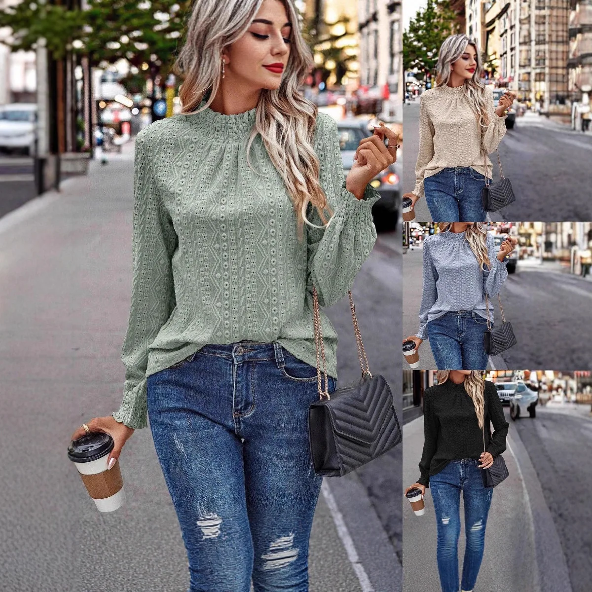 2025 Autumn/Winter New Women's Top Jacquard Round Neck Pulling Long Sleeve Top T-shirt
2025 Autumn/Winter New Women's Top Jacquard Round Neck Pulling Long Sleeve Top T-shirt