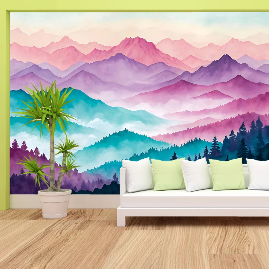 12+ Watercolor Painting Foggy Mountain with Trees Photo Wallpaper, Self Adhesive Optional, Landscape Walls Decor for Living Room
12+ Watercolor Painting Foggy Mountain with Trees Photo Wallpaper, Self Adhesive Optional, Landscape Walls Decor for Living Room