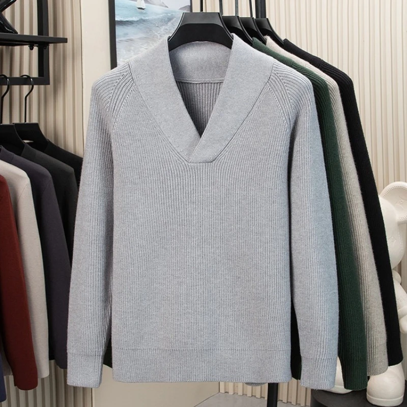 Winter New Arrival Thickened Wool-Blended Knit Sweater: Deep V-Neck, Casual Loose Fit, Korean Style Men's Sweater
Winter New Arrival Thickened Wool-Blended Knit Sweater: Deep V-Neck, Casual Loose Fit, Korean Style Men's Sweater