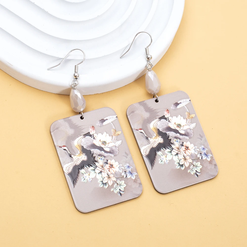 New Auspicious Style Vintage Relievo Printing Crane Flower Acrylic Earrings For Women Aesthetic Fashion Elegant Girls Jewelry
New Auspicious Style Vintage Relievo Printing Crane Flower Acrylic Earrings For Women Aesthetic Fashion Elegant Girls Jewelry