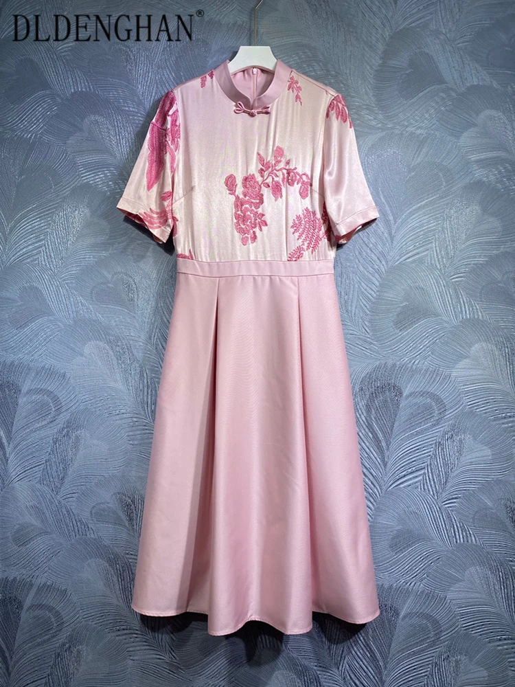 DLDENGHAN Spring Summer Dress Women Stand Collar Short Sleeve Floral Embroidery Chinese Style Dresses Fashion Designer New
DLDENGHAN Spring Summer Dress Women Stand Collar Short Sleeve Floral Embroidery Chinese Style Dresses Fashion Designer New