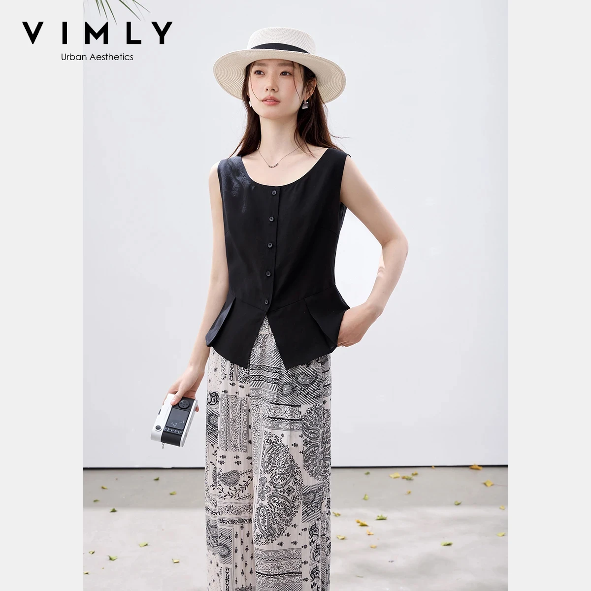 VIMLY Women's Lyocell Casual Pant Sets 2026 Summer New U-Neck Sleeveless Top Totem Print Cropped Wide Leg Pants Two-Piece A6115
VIMLY Women's Lyocell Casual Pant Sets 2026 Summer New U-Neck Sleeveless Top Totem Print Cropped Wide Leg Pants Two-Piece A6115