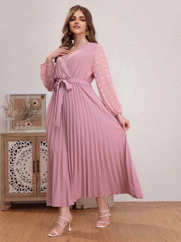 Elegant A Line Dresses for Women V Neck Patchwork Long Sleeves Lace Up Pleated Causal Graceful Trendy Tunic Plus Size Vestidos
Elegant A Line Dresses for Women V Neck Patchwork Long Sleeves Lace Up Pleated Causal Graceful Trendy Tunic Plus Size Vestidos