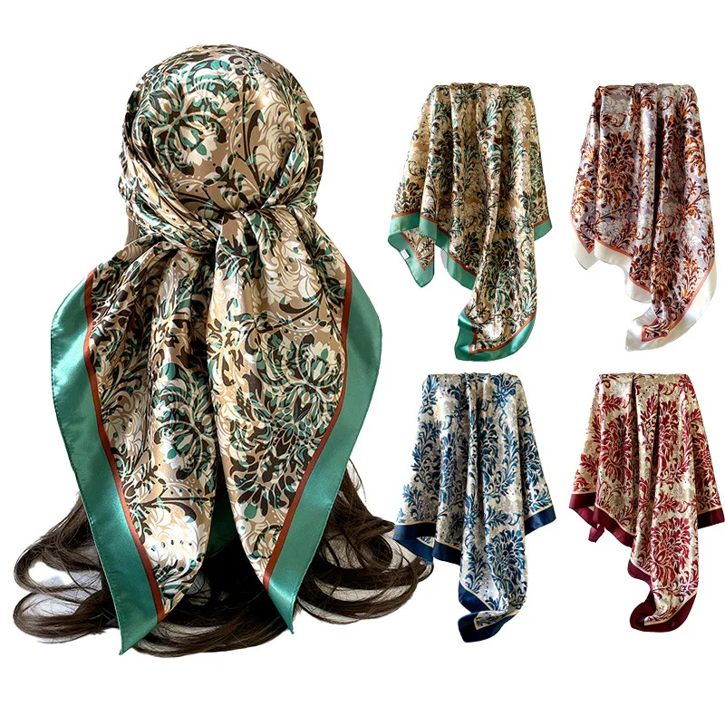 Women Retro Printed Square Scarf 90*90cm Silk Scarf Bright Face Satin Scarf Versatile Headscarf Square Scarf
Women Retro Printed Square Scarf 90*90cm Silk Scarf Bright Face Satin Scarf Versatile Headscarf Square Scarf