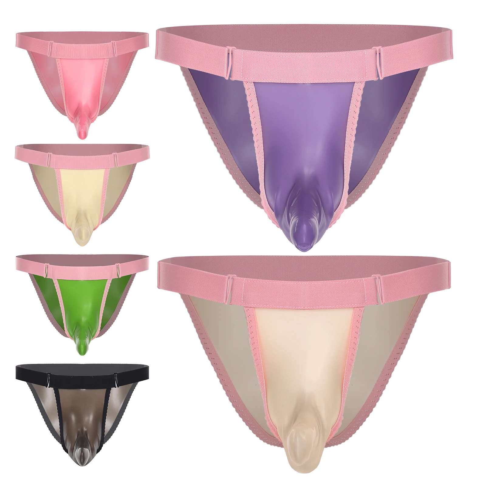 Mens Sexy Underwear Latex Sheath Bulge Pouch Bikini Briefs Adjustable Elastic Waistband Low Rise Mini Thongs Underpants Clubwear
Mens Sexy Underwear Latex Sheath Bulge Pouch Bikini Briefs Adjustable Elastic Waistband Low Rise Mini Thongs Underpants Clubwear