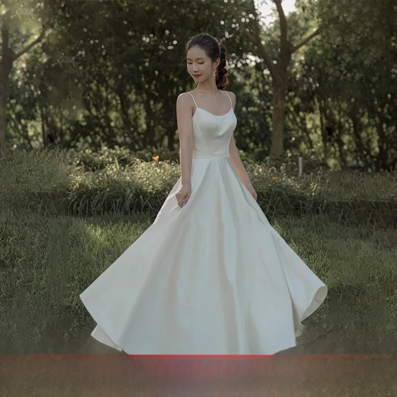 Silk Satin Light Wedding Dress New Simple Strap Backless Slimming Super Fairy Tale Forest System Travel Photography Marr...
Silk Satin Light Wedding Dress New Simple Strap Backless Slimming Super Fairy Tale Forest System Travel Photography Marr...