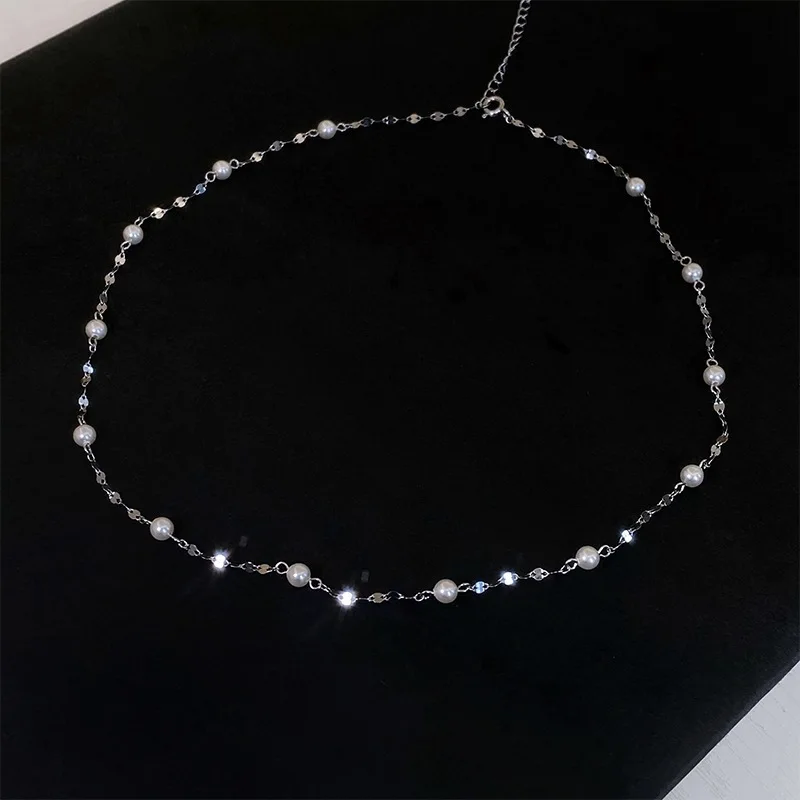 925 Sterling Silver Romantic Pearl Chain Choker Necklace for Women Ladies Fine Jewelry Wedding Party Birthday Accessories Gift
925 Sterling Silver Romantic Pearl Chain Choker Necklace for Women Ladies Fine Jewelry Wedding Party Birthday Accessories Gift