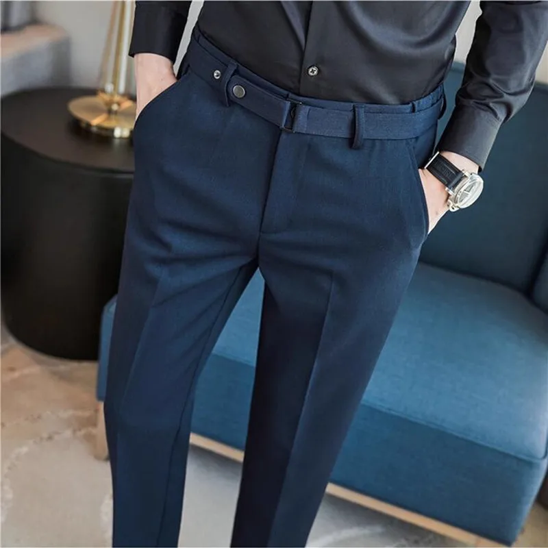 Модный дизайн украшения пояса, мужские костюмные брюки, высокое качество, деловые облегающие повседневные прямые брюки для свадебной вечеринки
Модный дизайн украшения пояса, мужские костюмные брюки, высокое качество, деловые облегающие повседневные прямые брюки для свадебной вечеринки