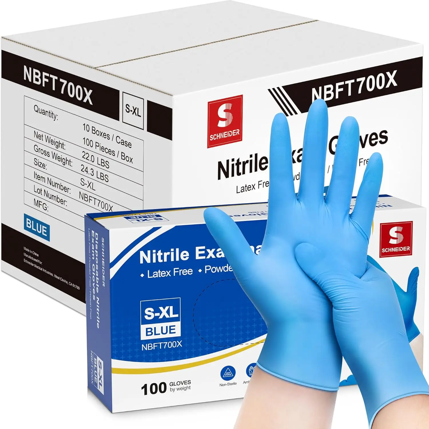 Blue Nitrile Exam Gloves, 4 mil Thick, Powder-Free & Latex-Free for Medical, Cleaning, Food Prep
Blue Nitrile Exam Gloves, 4 mil Thick, Powder-Free & Latex-Free for Medical, Cleaning, Food Prep