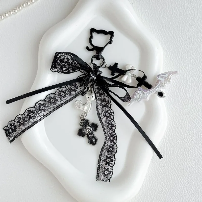 Korean Black Color Lace Bow Keychain Cute Cartoon White Cat Bag Purse Charm Unique Pendant for Purse Niche Girly Accessory
Korean Black Color Lace Bow Keychain Cute Cartoon White Cat Bag Purse Charm Unique Pendant for Purse Niche Girly Accessory
