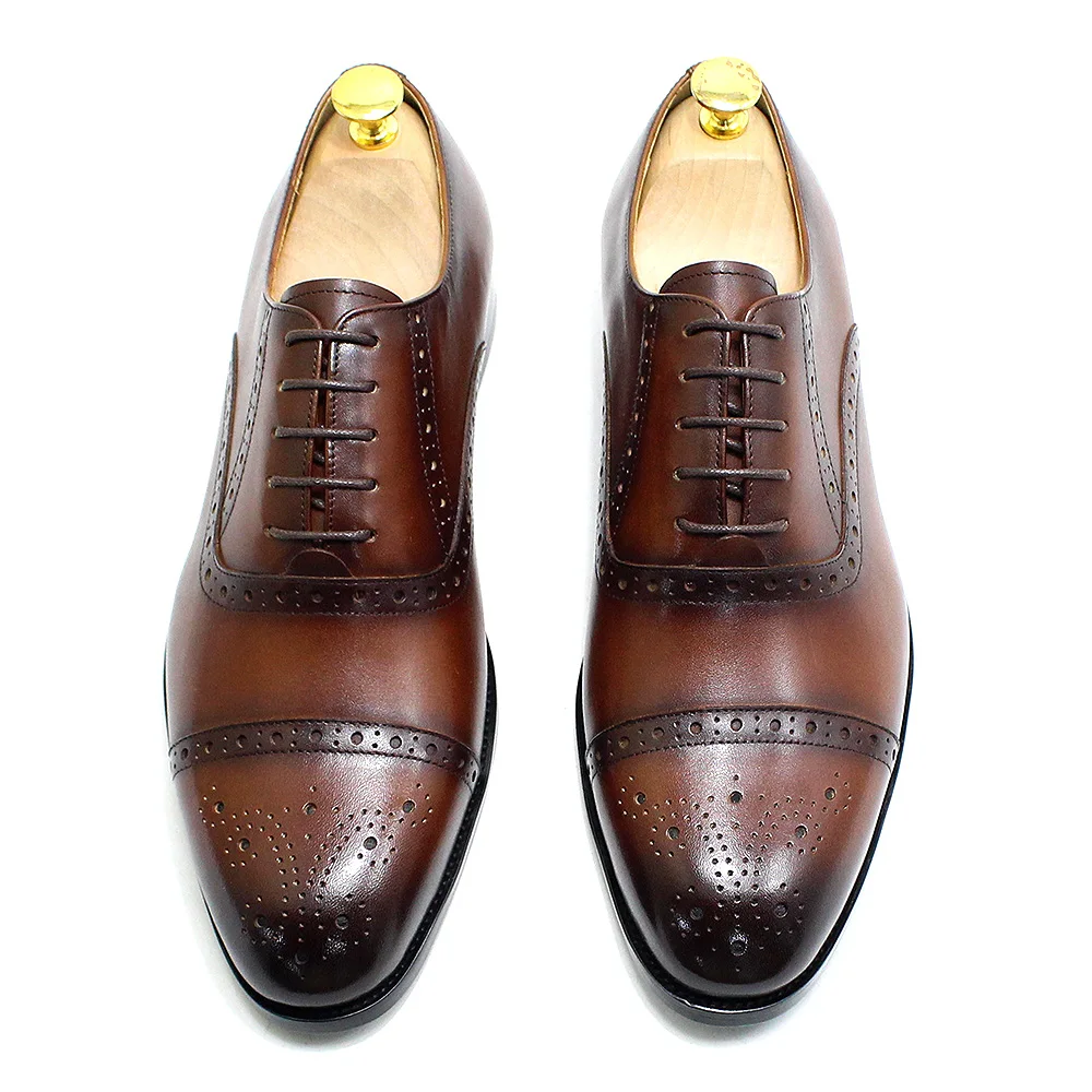 Men Dress Shoes Genuine Leather Oxford Luxury Handmade Lace-up Brogue Cap Toe Wedding Formal Shoes Male Business Office Footwear
Men Dress Shoes Genuine Leather Oxford Luxury Handmade Lace-up Brogue Cap Toe Wedding Formal Shoes Male Business Office Footwear