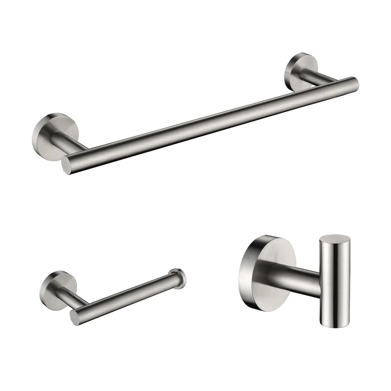 Bathroom Hardware Set: Towel Bar, Toilet Paper Holder, Robe Hook
Bathroom Hardware Set: Towel Bar, Toilet Paper Holder, Robe Hook