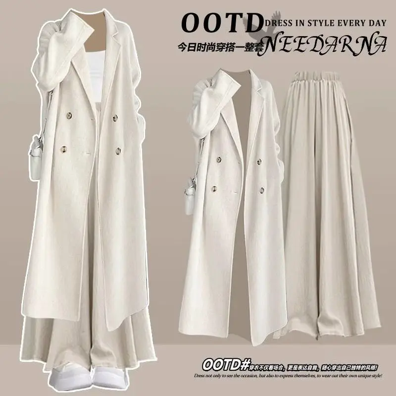 Autumn/Winter Korean Edition Premium Black Wearing Coat+Casual Wide Leg Pants Two Piece Set
Autumn/Winter Korean Edition Premium Black Wearing Coat+Casual Wide Leg Pants Two Piece Set