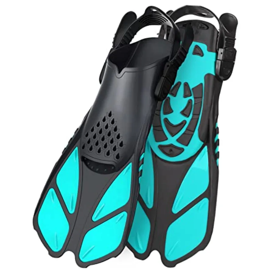 Swim Fins for Travel, Lightweight Polypropylene, Black/Blue, Compact Short Blade with Adjustable Open Heel Strap for Snorkeling
Swim Fins for Travel, Lightweight Polypropylene, Black/Blue, Compact Short Blade with Adjustable Open Heel Strap for Snorkeling