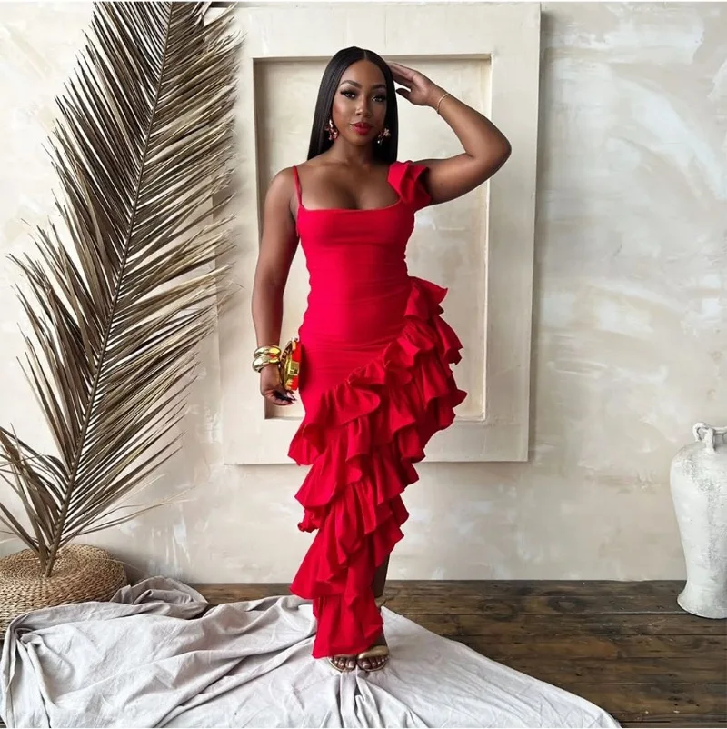 Women Solid Cascading Ruffles Irregular Maxi Party Dress Sexy Spaghetti Straps Backless Sleeveless Bodycon Clubwear Long Robe
Women Solid Cascading Ruffles Irregular Maxi Party Dress Sexy Spaghetti Straps Backless Sleeveless Bodycon Clubwear Long Robe