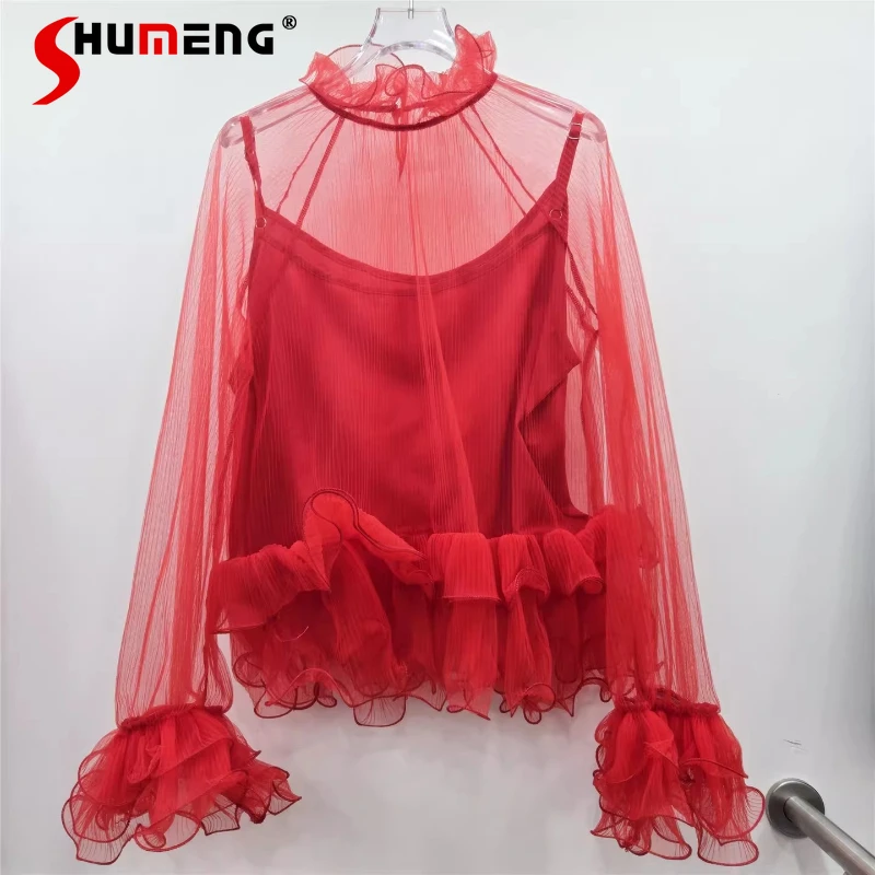 Women 2026 Early Spring New Chiffon Blouse Fashion Elegant Socialite Lace Camisole Two-Piece Sets Ladies Solid Color Trendy Tops
Women 2026 Early Spring New Chiffon Blouse Fashion Elegant Socialite Lace Camisole Two-Piece Sets Ladies Solid Color Trendy Tops
