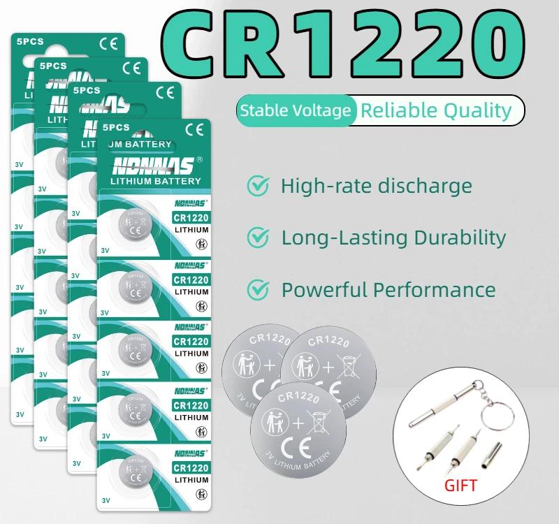 NEW NDNNAS CR1220 3V Button Cell Battery for Electronics Batteries Compatible with Many Devices High-Quality Coin Cell
NEW NDNNAS CR1220 3V Button Cell Battery for Electronics Batteries Compatible with Many Devices High-Quality Coin Cell