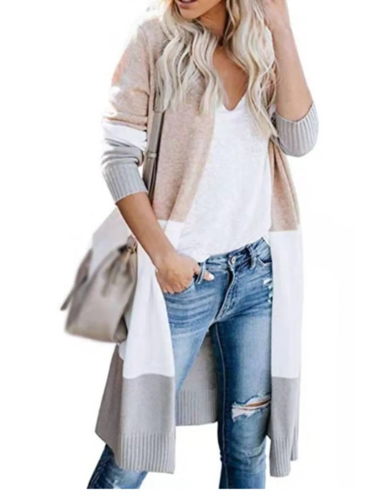 Autumn Winter Faion Casual Loose Tee-Color Splicing Long Sve Open Cardigan Mid-Length Jaet Versatile Street Sle Po... 
Autumn Winter Faion Casual Loose Tee-Color Splicing Long Sve Open Cardigan Mid-Length Jaet Versatile Street Sle Po...