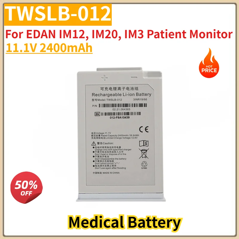 TWSLB-012 High Quality Medical Battery 11.1V 2400mAh for EDAN IM12, IM20, IM3 Patient Monitor Brand New Replacement Battery
TWSLB-012 High Quality Medical Battery 11.1V 2400mAh for EDAN IM12, IM20, IM3 Patient Monitor Brand New Replacement Battery