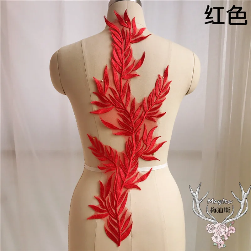 2026 Four-color bamboo leaf pair flower embroidery lace applique pair
2026 Four-color bamboo leaf pair flower embroidery lace applique pair