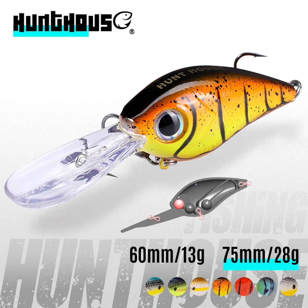 Hunthouse Crankbait Fishing Lure 60mm/13g 75mm/18g Long Lip Hard Crank Floating Bait For Seabass Deep Diving Wobbler LW903
Hunthouse Crankbait Fishing Lure 60mm/13g 75mm/18g Long Lip Hard Crank Floating Bait For Seabass Deep Diving Wobbler LW903