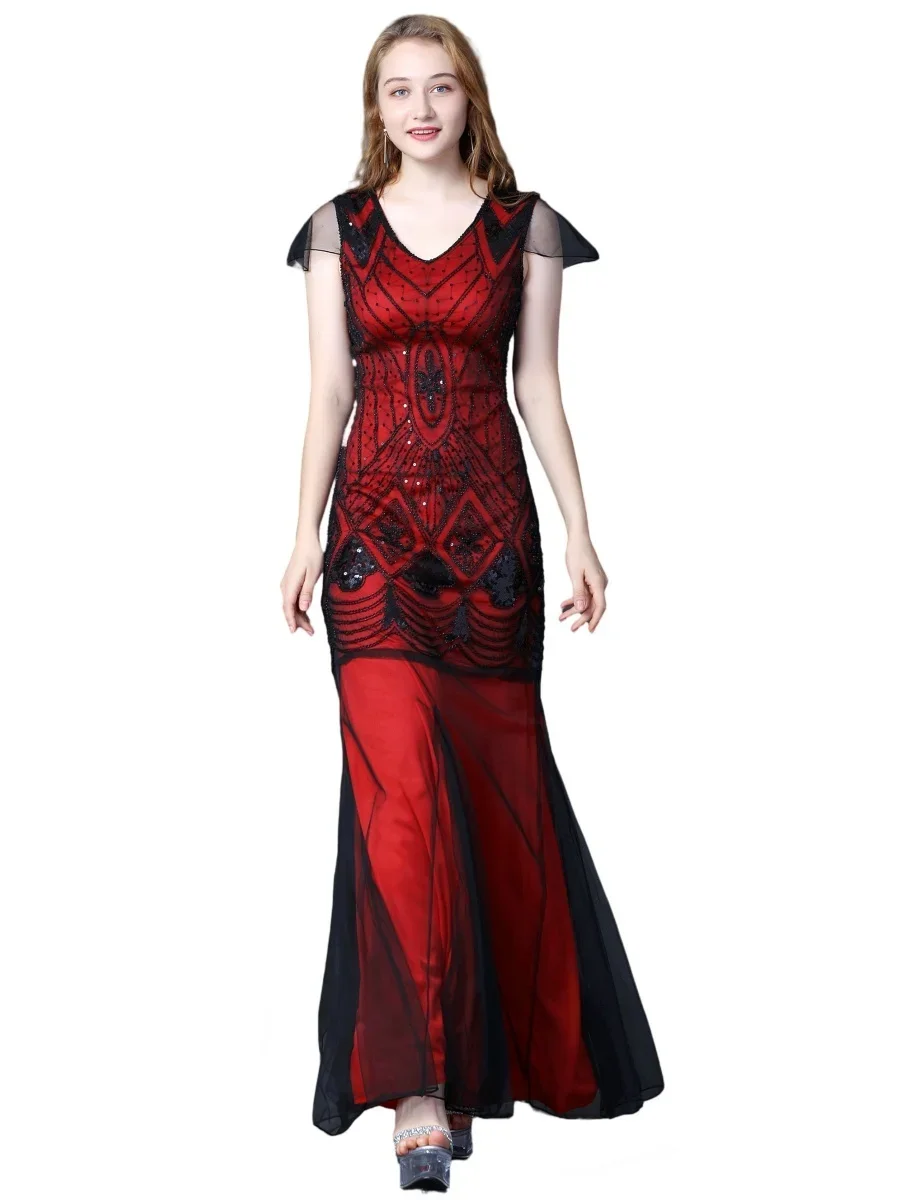 Luxury 1920s Long Flapper Dress V-neck Cap Sleeve Sequin Evening Dress Plus Size Floor Length Cocktail Mermaid Dress Vestidos
Luxury 1920s Long Flapper Dress V-neck Cap Sleeve Sequin Evening Dress Plus Size Floor Length Cocktail Mermaid Dress Vestidos