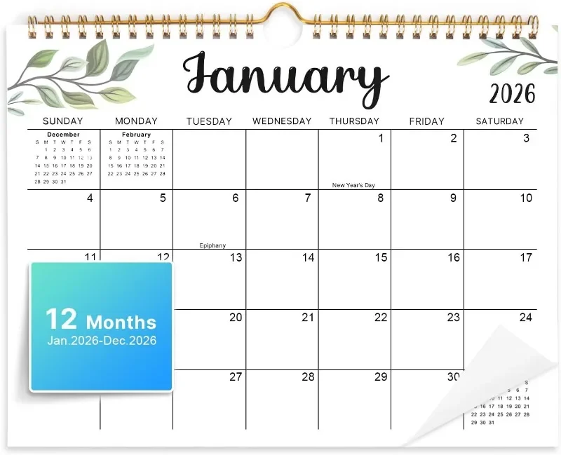 2026 Wall Calendar 11x8.5 Inch, 12-Month Large Block Monthly Planner, Thick Paper for Home Office School, Jan to Dec
2026 Wall Calendar 11x8.5 Inch, 12-Month Large Block Monthly Planner, Thick Paper for Home Office School, Jan to Dec