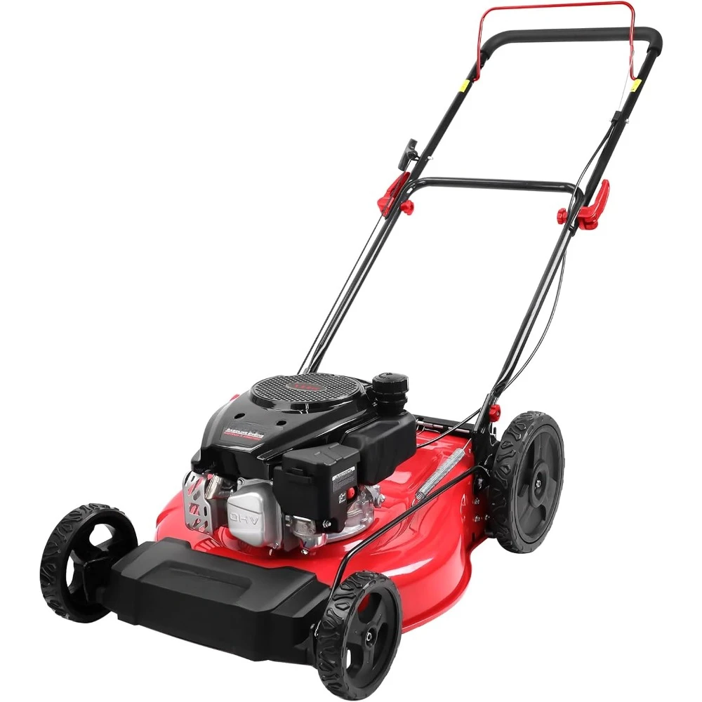 21 in. Gas Lawn Mower, 144cc 2-in-1 Mulching Push Mower with 6-Positions Height Adjustment, High Rear Wheels
21 in. Gas Lawn Mower, 144cc 2-in-1 Mulching Push Mower with 6-Positions Height Adjustment, High Rear Wheels