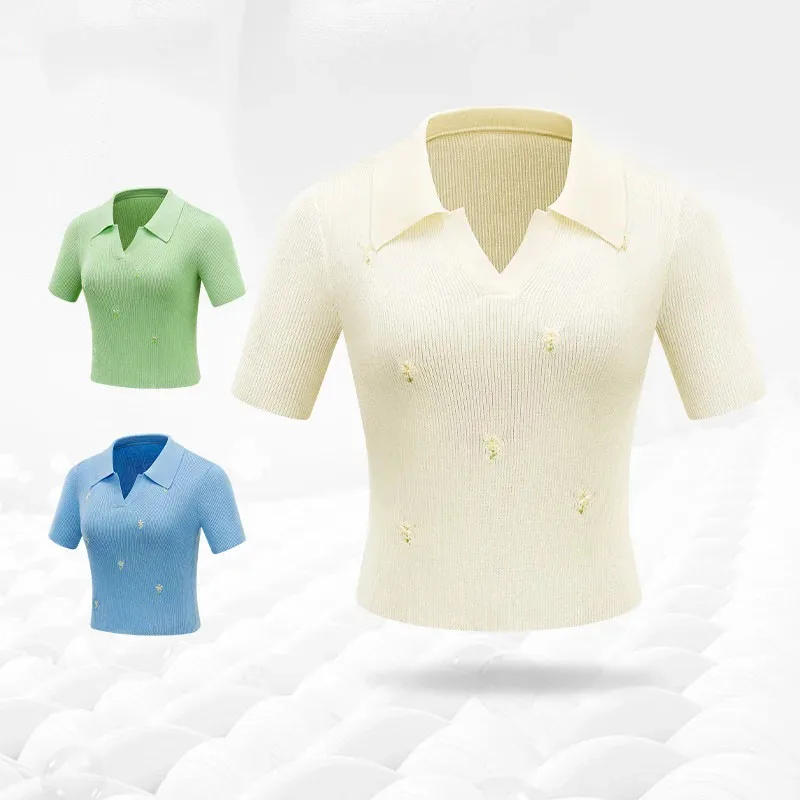 2024 Knitted Shirt V-neck Embroidered Short Sleeved Tops Golf Tennis Baseball Women Clothes Summer Shirt Lady Soft Skin-Friendly
2024 Knitted Shirt V-neck Embroidered Short Sleeved Tops Golf Tennis Baseball Women Clothes Summer Shirt Lady Soft Skin-Friendly