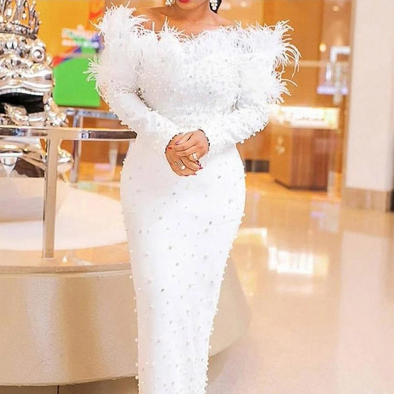 Feather Women's Summer White Dress Party Pearls Long Night Dresses Dance Wedding Prom Bridesmaid Evening Maxi Dresses Vestidos
Feather Women's Summer White Dress Party Pearls Long Night Dresses Dance Wedding Prom Bridesmaid Evening Maxi Dresses Vestidos