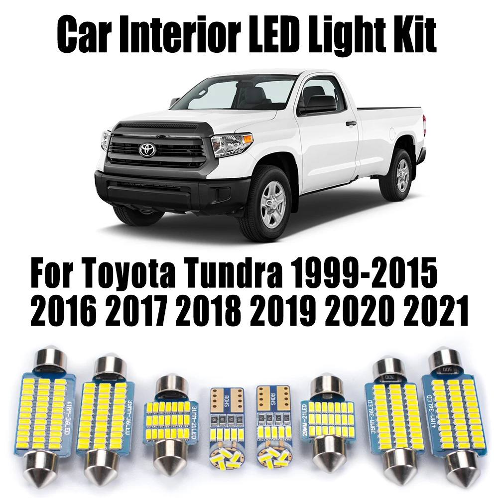 Для Toyota Tundra 1999-2015 2016 2017 2018 2019 2020 2021 Canbus Автомобильный светодиодный интерьер с картой Купол Багажник Косметическое зеркало Комплект освещения двери
Для Toyota Tundra 1999-2015 2016 2017 2018 2019 2020 2021 Canbus Автомобильный светодиодный интерьер с картой Купол Багажник Косметическое зеркало Комплект освещения двери