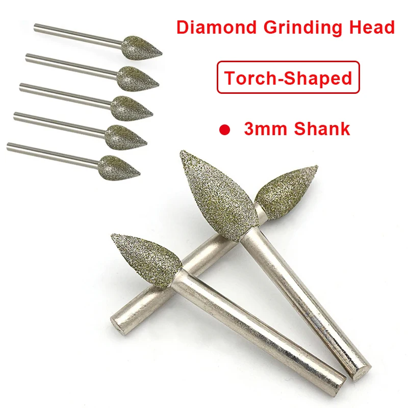 1/3/5/10Pcs 3mm Shank Torch-Shaped Diamond Grinding Head Grinding Needle For Stone Jade Carve Polishing Abrasive Tool 60 Grit
1/3/5/10Pcs 3mm Shank Torch-Shaped Diamond Grinding Head Grinding Needle For Stone Jade Carve Polishing Abrasive Tool 60 Grit