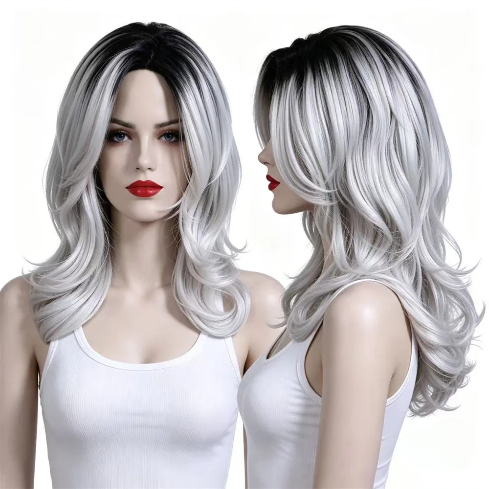 Ombre Black Root Silver Gray Wavy Synthetic Wig for Women Medium Length Side Part Heat Resistant Fiber Daily Cosplay Party Wigs
Ombre Black Root Silver Gray Wavy Synthetic Wig for Women Medium Length Side Part Heat Resistant Fiber Daily Cosplay Party Wigs
