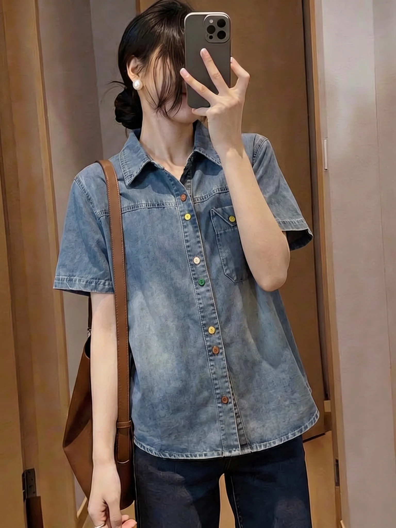 Thin Denim Shirt Women's Short Sleeve Jacket Shoulder Width Regular Summer New Style plus Size Casual Outerwear Top
Thin Denim Shirt Women's Short Sleeve Jacket Shoulder Width Regular Summer New Style plus Size Casual Outerwear Top